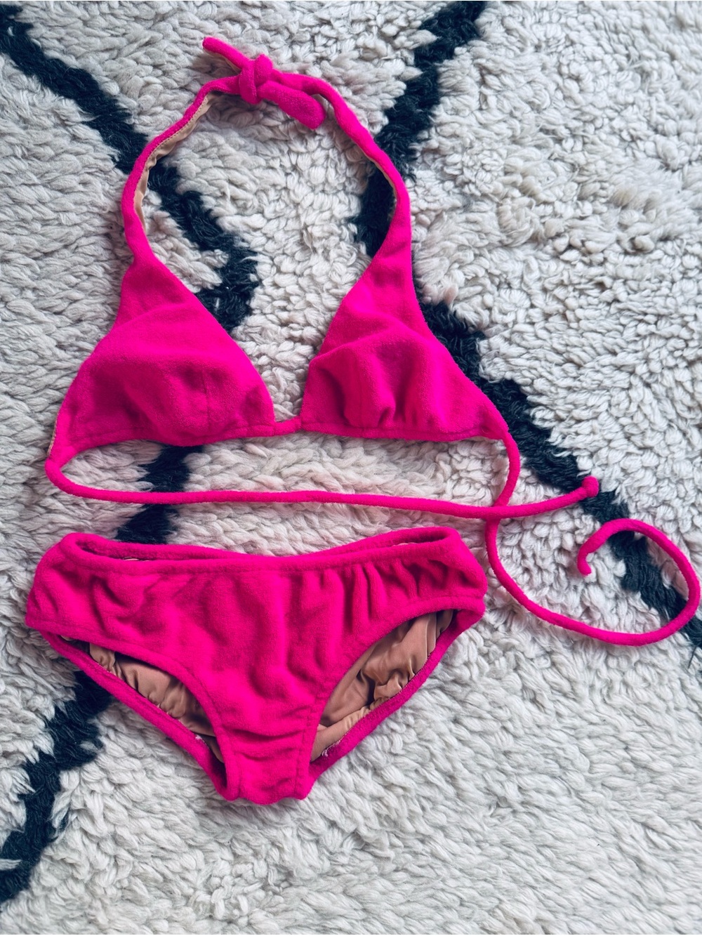 SOLD Velour Pink Magenta Bikini vacation Resort Vintage unique custom